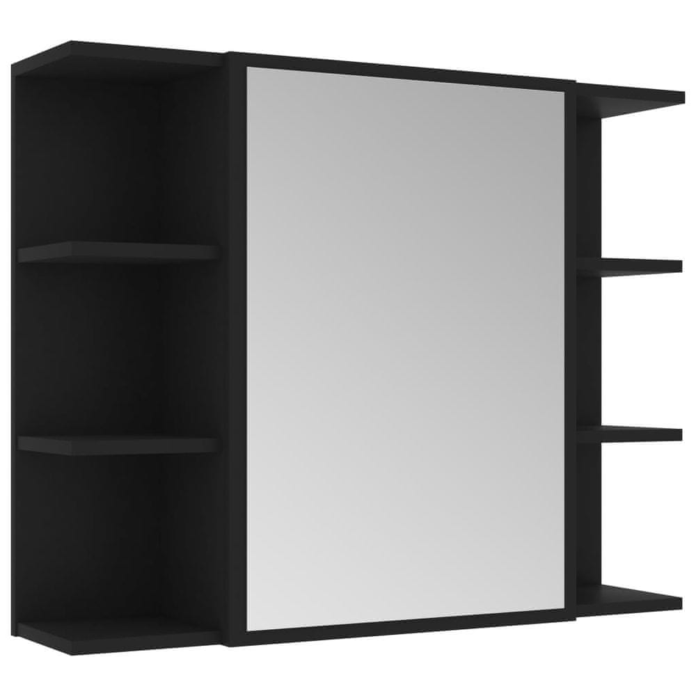 Vidaxl Skrinka so zrkadlom, čierna 80x20,5x64 cm, drevotrieska